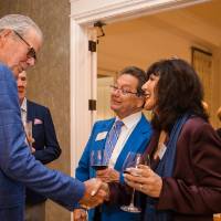 President-elect Philomena Mantella shaking hands with guests at Naples 2019